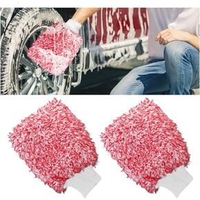 2PCS Microfiber Car Cleaning Mitts, Premium Cyclone Car Washing Gloves, Scratch Resistant Ultra Absorbent Car Wash Sponge, Machine Washable Auto Wash Pad for Car Detailing (Blue)