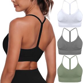 Sports Bras for Women, Y Back Padded Spaghetti Strappy Workout Yoga Racerback Bra with Removable Cups