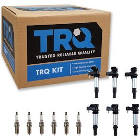 TRQ Ignition Kit Ignition Coil Set Spark Plugs Compatible with 04-09 Buick 04-10 Cadillac 09 Chevrolet GMC Saturn