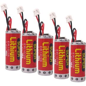 (5-Pcs) ER10/28 3.6V 800mAh PLC Battery for FX2NC-32BL ER10280 Battery with Plug (3.6 Volt, 0.8 Ah, Non-rechargrable)