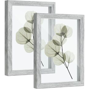 SUMGAR Floating Frames 5x7 Pressed Flower Frame Gray Picture Frames with Double Glass for Fathers Day Dad Gift Christmas Family Wedding Gallery Pressed Flowers Photo for Wall Tabletop Home Decor
