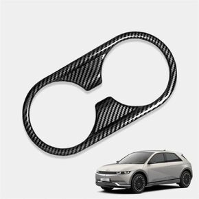 Carbon Fiber Style Car Rear Water Cup Holder Panel Cover Compatible with Hyundai Ioniq 5 2022 Automotive Accessories