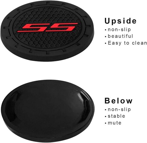 Car Cup Holder for Chevy Camaro SS Cup Holder Coasters Insert Silicone Non-Slip Car Interior Accessories Drink Coaster 2Pcs Black in Saudi Arabia