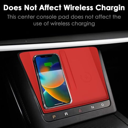 حصيرة سيليكون للشحن اللاسلكي لوحدة التحكم المركزية متوافقة مع طراز Tesla X S 2025 2024 2023 2022 ملحقات منقوشة وسادة حماية داخلية سجادات ترقية غطاء حماية جزء ديكورات (أسود) in Kuwait