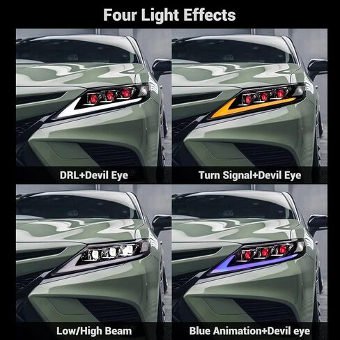 المصابيح الأمامية / المصابيح الأمامية ثلاثية الشعاع لـ 2018-2024 Toyota Camry XSE / XLE / LE / SE Nightshade AWD المصابيح الأمامية الهجينة ملحقات إضاءة الرأس الرسوم المتحركة المتسلسلة استبدال مخصص (أحمر) in Saudi Arabia
