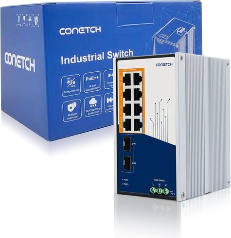 10 Port PoE Switch ( 6 PoE+ Ports, 2 POE++Ports@60W, 2 UP-Link Ports), Unmanaged, IEEE802.3af/at/bt, 120W High Power Output, Plug & Play, Fanless & Metal Design, 10/100 Mbps Adaptive in Saudi Arabia