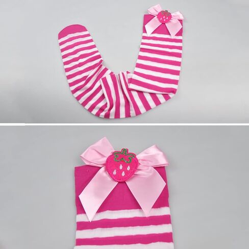 Socks,Fashion Thigh High Stockings Strawberry Bowknot Stripes Over Knee Sock Long Socks Festival Tights Long Stocking in Saudi Arabia