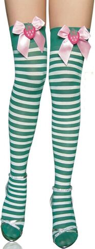 Socks,Fashion Thigh High Stockings Strawberry Bowknot Stripes Over Knee Sock Long Socks Festival Tights Long Stocking in Saudi Arabia