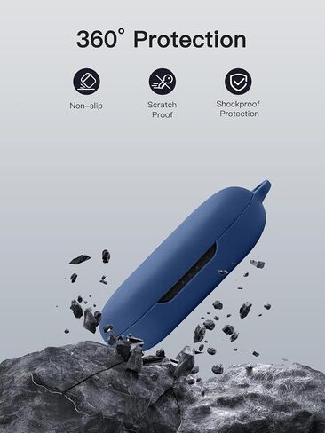 for Anker Soundcore AeroFit 2 Case Cover with Cleaner Kit, Soft Skin Silicone Case Cover with Keychain and Lanyard，Full Protective Case for Men and Women-Black in Saudi Arabia