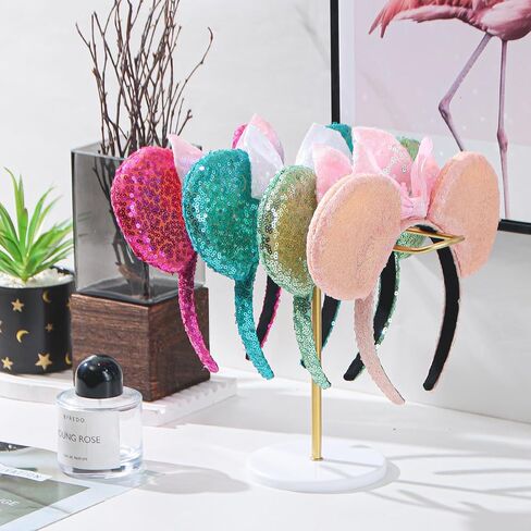 Julysky Metal Headband Holder,Headband Display Stand,Bracelet Holder, Claw Clip Organizer, Gold Headband Organizer, Hair Accessories Organizer Storage, Hair Tie Organizer for Women(White and Gold) in Saudi Arabia