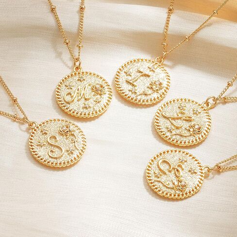 Gold Initial Necklaces for Women Trendy 14K Gold Plated Letter A- Z Pendant Necklace Paperclip Link Chain Personalized Coin Layered Dainty Gold Necklace for Women Gold Jewelry in Kuwait