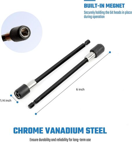 6PCS Drill Bit Extension Quick Release Screwdriver Bit Holder 2.36" 4" 6" 1/4 inch Hex Shank Drill Bit Extender Magnetic Bit Extension Adapter Set for Power Screwdriver Drill Impact Driver in Saudi Arabia