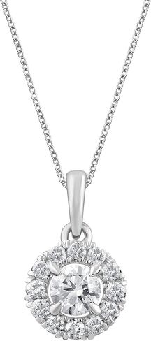 0.50-1.00 Carat Diamond, 14K White Gold Prong Set Round Cut Lab-Grown Diamond Pendant with Chain Necklace (J, VS-SI2) Fine Jewelry for Women| Gift Box Included in Saudi Arabia