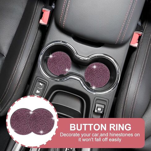 قطعتان من قواعد أكواب السيارة، قواعد أكواب السيارة من حجر الراين لحاملات الأكواب، مقاومة للصدمات، عازل للحرارة، مع حلقة زر إشعال السيارة، مناسبة لمعظم السيارات الشائعة (أبيض) in Kuwait