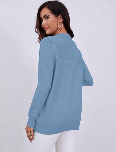 VVK Womens Long Sleeve V-Neck Button Down Cardigan Sweaters Knit Open Front Lightweight 2024 Ladies Fall Outwear in Saudi Arabia