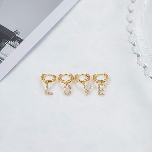 VACRONA Women Gold Hoop Earrings Huggie Initial Sleeper 14K Gold Plated Small Hypoallergenic Personalized Letter Jewelry Gift A-Z in Kuwait