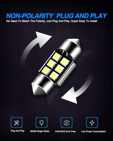 Marsauto DE3175 LED Bulb 31mm Festoon LED Bulbs White 1.2inch Super Bright 300LM 6500K 2835SMD 3175 DE3021 3022 3021 for Car Interior Dome Map License Plate Lights, count 4 (Pack of 1) in Saudi Arabia