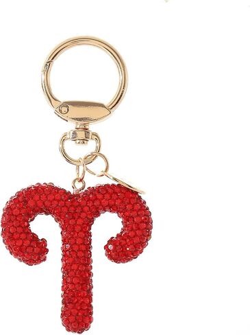 Rhinestone Zodiac Sign Horoscope Charms Key Ring 12 Constellation Astrology Key Chain for Women Girls Birthday Jewelry in Kuwait