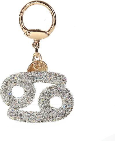 Rhinestone Zodiac Sign Horoscope Charms Key Ring 12 Constellation Astrology Key Chain for Women Girls Birthday Jewelry in Kuwait