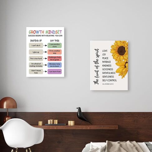 LISTNGBO Mental Health Canvas Wall Art,Growth Mindset Motivational Quote Therapy Artwork Painting Prints Poster Ready to Hang for Counselor Therapy Office School Wall Decor Treatment Decor,12x15 Inch in Kuwait