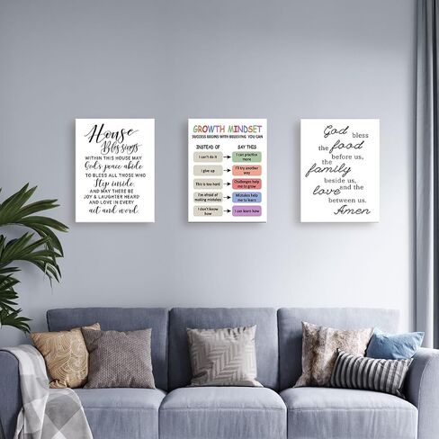 LISTNGBO Mental Health Canvas Wall Art,Growth Mindset Motivational Quote Therapy Artwork Painting Prints Poster Ready to Hang for Counselor Therapy Office School Wall Decor Treatment Decor,12x15 Inch in Kuwait