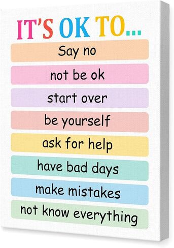 LISTNGBO Mental Health Canvas Wall Art,Growth Mindset Motivational Quote Therapy Artwork Painting Prints Poster Ready to Hang for Counselor Therapy Office School Wall Decor Treatment Decor,12x15 Inch in Kuwait