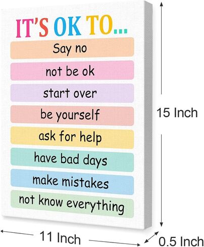LISTNGBO Mental Health Canvas Wall Art,Growth Mindset Motivational Quote Therapy Artwork Painting Prints Poster Ready to Hang for Counselor Therapy Office School Wall Decor Treatment Decor,12x15 Inch in Kuwait