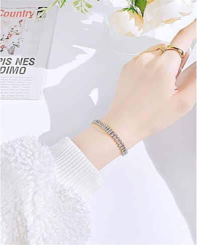 Womens Pearl Link Chain Bracelet, Stainless Steel CZ Stone Dainty Bracelet Trendy,Wedding Birthday Jewelry Gifts in Saudi Arabia