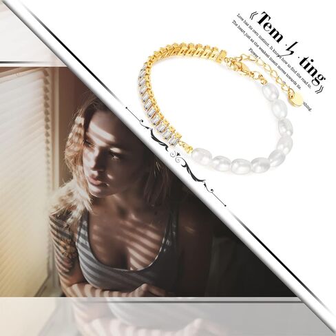 سوار نسائي بسلسلة من اللؤلؤ، مصنوع من الفولاذ المقاوم للصدأ بحجر تشيكوسلوفاكيا، سوار أنيق عصري، هدايا مجوهرات الزفاف وأعياد الميلاد in Kuwait