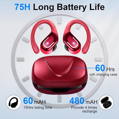 Wireless Earbuds Sport Bluetooth Headphones, Bluetooth 5.3 Earbuds with Immersive HiFi Stereo, 2024 New 48Hrs Noise Cancelling Wireless Earphone, ENC Mic Ear Buds, Over Ear Earhooks, IP7 Waterproof in Saudi Arabia