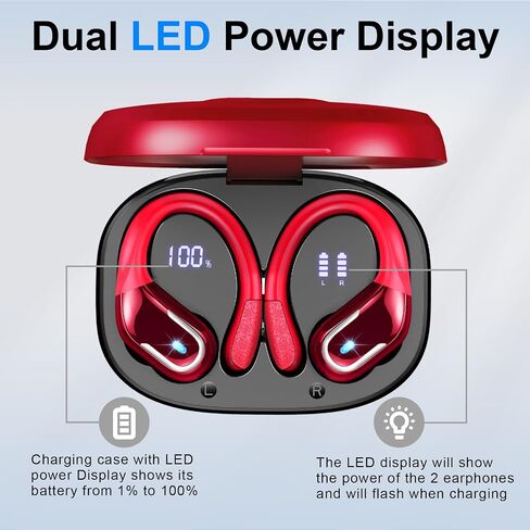 Wireless Earbuds Sport Bluetooth Headphones, Bluetooth 5.3 Earbuds with Immersive HiFi Stereo, 2024 New 48Hrs Noise Cancelling Wireless Earphone, ENC Mic Ear Buds, Over Ear Earhooks, IP7 Waterproof in Saudi Arabia
