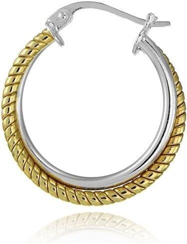 Sterling Silver Polished Twist Round Hoop Earrings, 20mm or 25mm in Kuwait