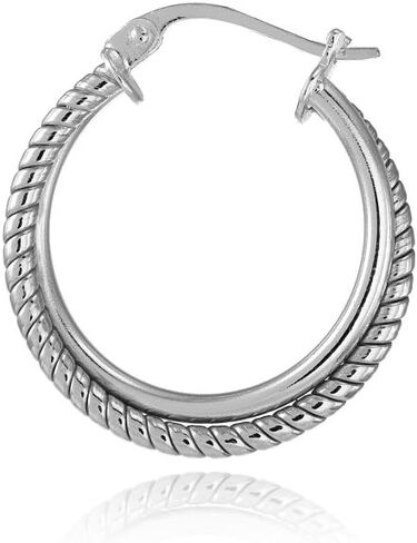Sterling Silver Polished Twist Round Hoop Earrings, 20mm or 25mm in Kuwait