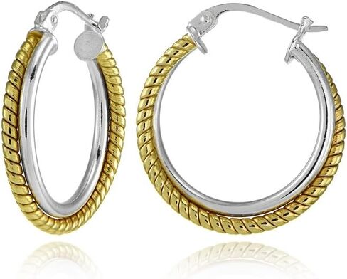 Sterling Silver Polished Twist Round Hoop Earrings, 20mm or 25mm in Kuwait
