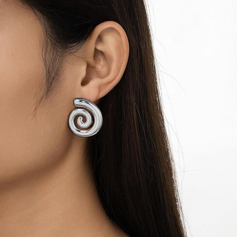 Chunky Gold/Silver Earrings for Women Trendy Knot Link Earrings Geometry Drop Dangle Earrings Statement Stud Earrings Fashion Jewelry Gift in Saudi Arabia