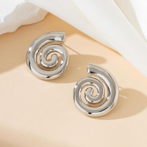 Chunky Gold/Silver Earrings for Women Trendy Knot Link Earrings Geometry Drop Dangle Earrings Statement Stud Earrings Fashion Jewelry Gift in Saudi Arabia