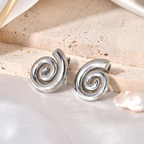 Chunky Gold/Silver Earrings for Women Trendy Knot Link Earrings Geometry Drop Dangle Earrings Statement Stud Earrings Fashion Jewelry Gift in Saudi Arabia