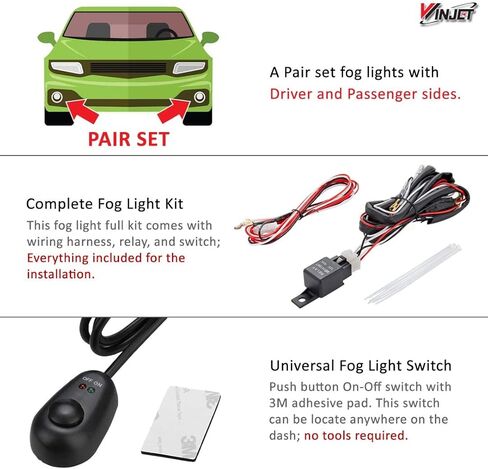 Winjet متوافق مع [2018-2019 Toyota Yaris] مصابيح الضباب للقيادة + مفتاح + مجموعة أسلاك in Kuwait