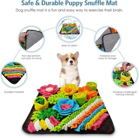 Newest Snuffle Mat for Dogs, Pet Treats Feeding Mat, Interactive Foraging Puzzle Blanket with Anti-Slip Botton, 15.4 * 15.4 in, Felt Wool Dog Feeding Mat for Slow Feeding, Relieve Anxiety in Kuwait