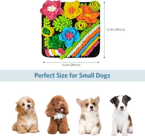 Newest Snuffle Mat for Dogs, Pet Treats Feeding Mat, Interactive Foraging Puzzle Blanket with Anti-Slip Botton, 15.4 * 15.4 in, Felt Wool Dog Feeding Mat for Slow Feeding, Relieve Anxiety in Kuwait
