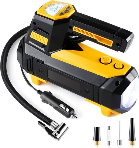 LivTee Tire Inflator Portable Air Compressor for Car Tires - Car Accessories, 12V DC Air Pump with Digital Tire Pressure Gauge, Max 150PSI with Emergency LED Lights for Car, Camper, RV, Truck in Saudi Arabia