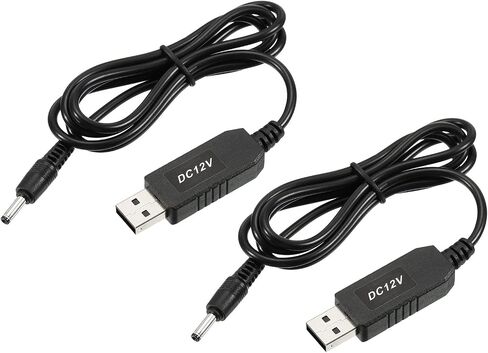 YOKIVE 2 قطعة DC 5V إلى DC 12V USB محول الجهد الكهربي، كابل الطاقة مع مقبس DC 5.5 مم × 2.5 مم، رائع لأجهزة التوجيه ومسجل قيادة السيارة (أسود، 6 وات 1 أمبير) in Saudi Arabia