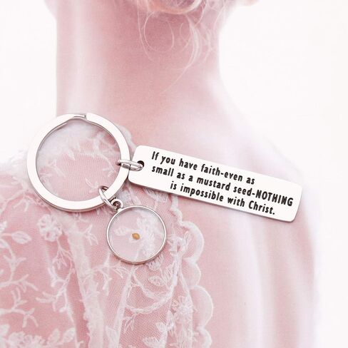 SEIRAA Mustard Seed Keychain Christian Jewelry Motivational and Religious Gift for Loved Ones in Kuwait