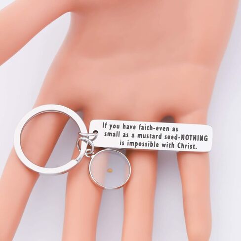 SEIRAA Mustard Seed Keychain Christian Jewelry Motivational and Religious Gift for Loved Ones in Kuwait