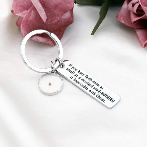 SEIRAA Mustard Seed Keychain Christian Jewelry Motivational and Religious Gift for Loved Ones in Kuwait