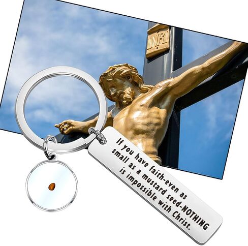 SEIRAA Mustard Seed Keychain Christian Jewelry Motivational and Religious Gift for Loved Ones in Kuwait