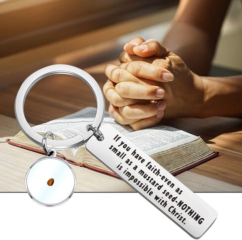SEIRAA Mustard Seed Keychain Christian Jewelry Motivational and Religious Gift for Loved Ones in Kuwait