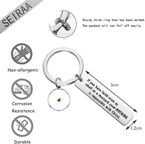 SEIRAA Mustard Seed Keychain Christian Jewelry Motivational and Religious Gift for Loved Ones in Kuwait