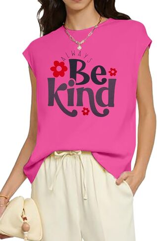 Cap Sleeve Tops for Women Be Kind Shirt Women Sleeveless Teacher T-Shirt Tank Top Inspirational Shirt Graphic Tee in Saudi Arabia