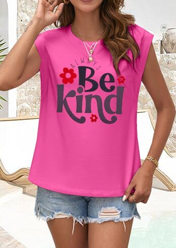 Cap Sleeve Tops for Women Be Kind Shirt Women Sleeveless Teacher T-Shirt Tank Top Inspirational Shirt Graphic Tee in Saudi Arabia